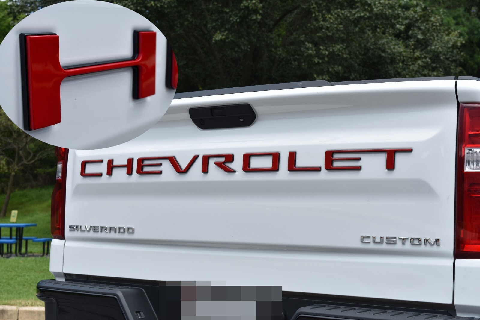 0.3in Red Black RAISED TAILGATE LETTERS FOR 2019-24 CHEVROLET SILVERADO