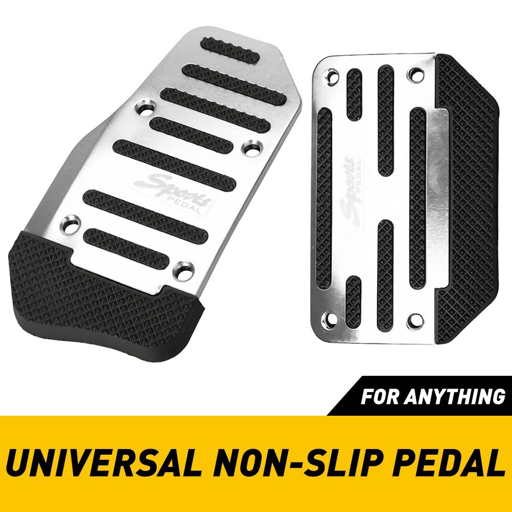 Silver Car Non-Slip Automatic Gas Brake Foot Pedal Pad Cover Set Universal EOA