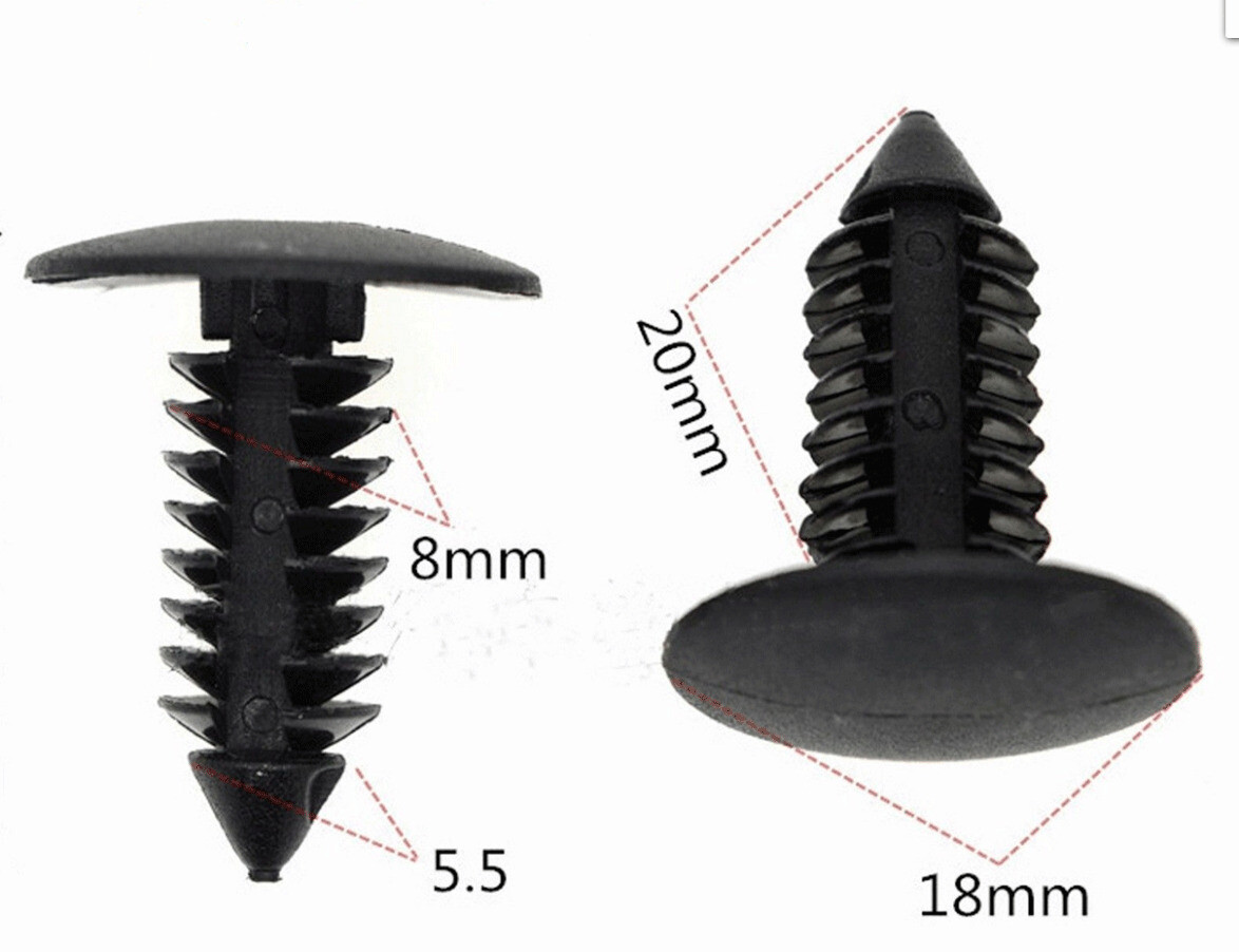 100pcs 8mm Car Auto Bumper Clips Hole Plastic Rivets Fastener Fender Push In Pin