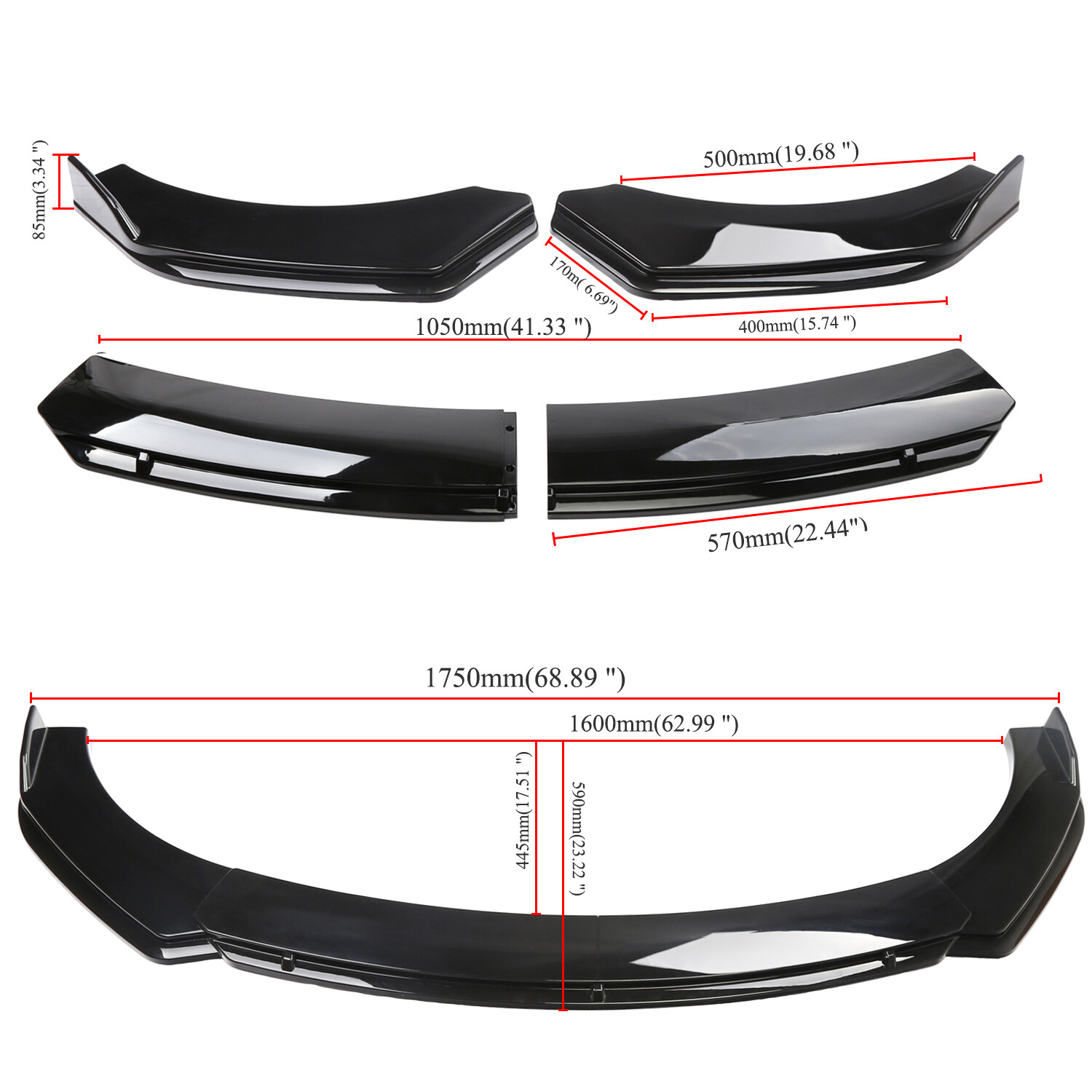 For Mazda CX-3 CX-5 CX-7 CX-9 Front Bumper Lip Spoiler Splitter Body Kit Glossy
