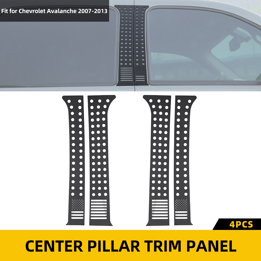 For Chevy Silverado SIERRA 2007-13 Aluminum Alloy Window Pillar Posts Covers Set