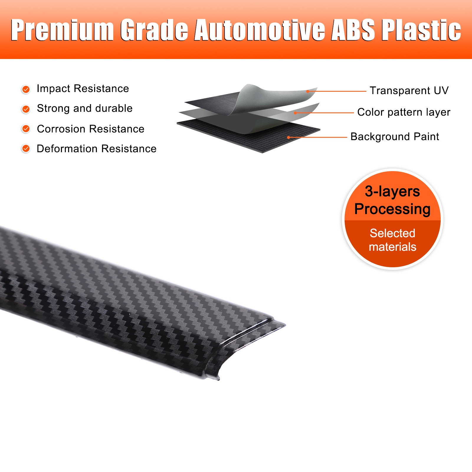 Front Hood Trim ABS Carbon Fiber Texture 3Pcs For Toyota Grand Highlander 2024+