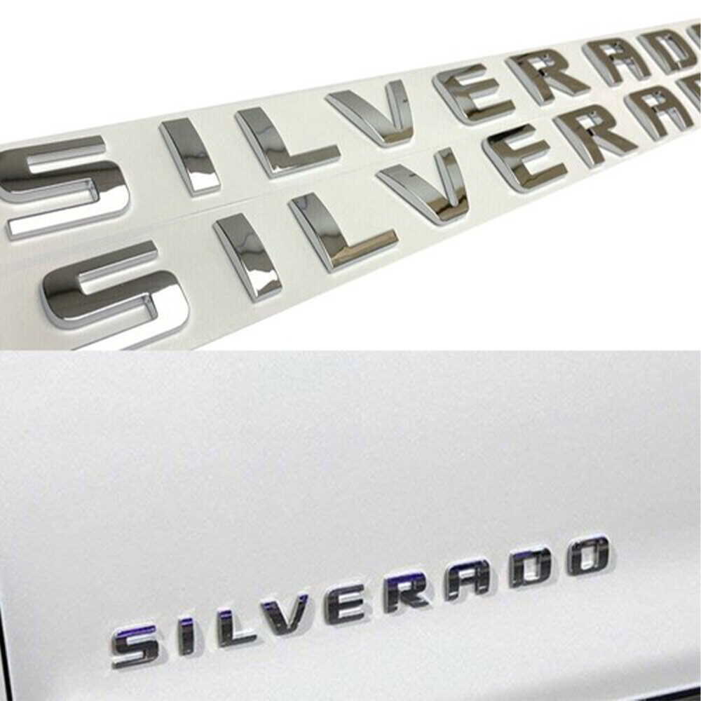 2pcs Side Door Emblem For 2007-18 Silverado 1500 Letter Chrome Replacement Badge