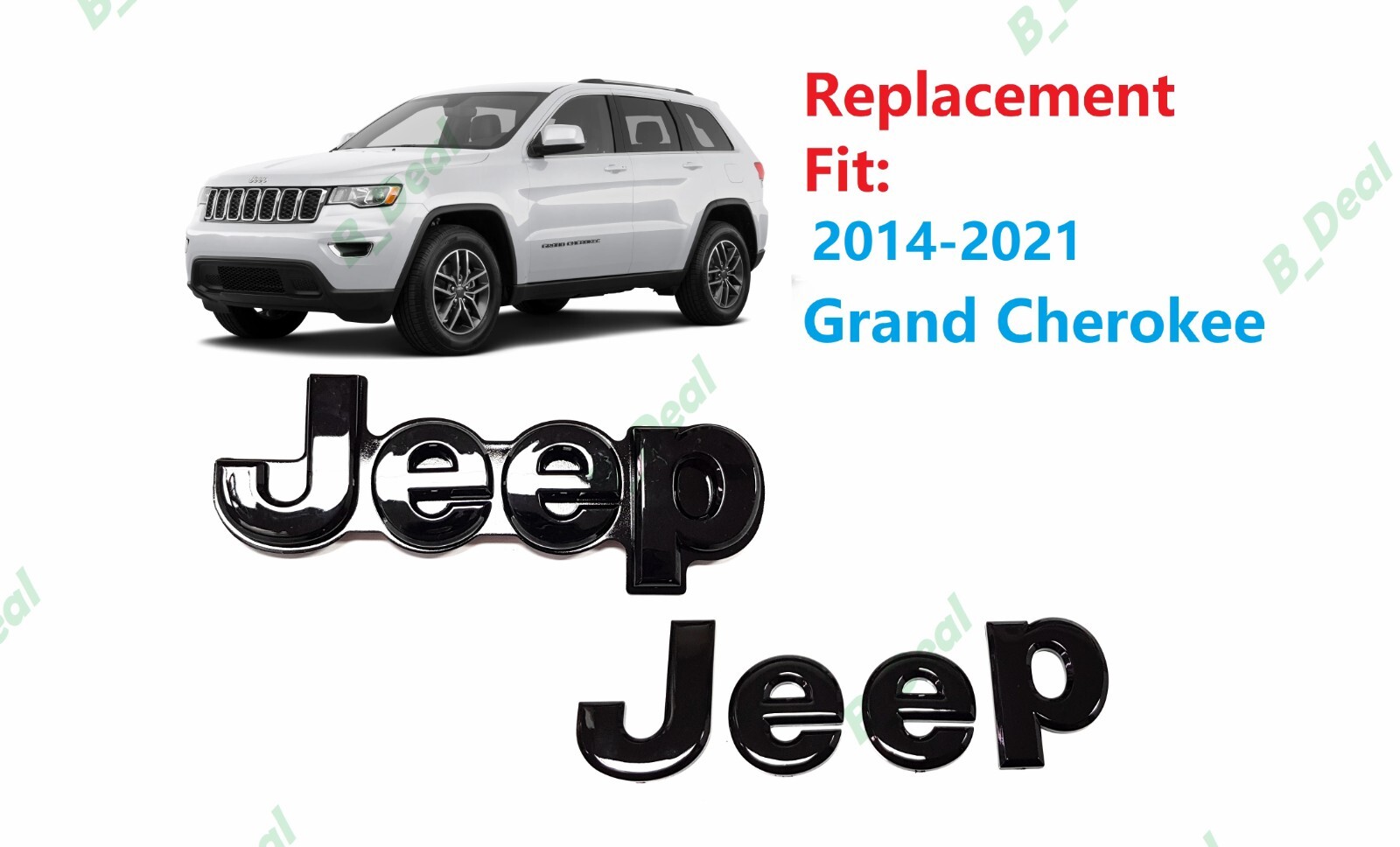 Gloss Black Front Rear Jeep Emblems Fit 2014-2021 Grand Cherokee