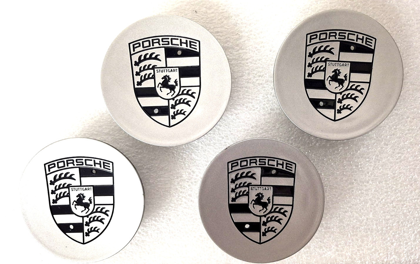 OE Porsche Silver & Black Wheel Center Caps Set 76mm 4PCS 993.361.303.11