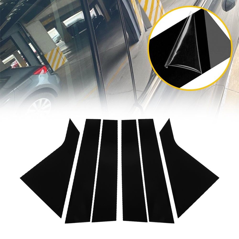 6pc Piano Black Pillar Posts for Chevy Impala 2014-2020 Window Door Trim Cover