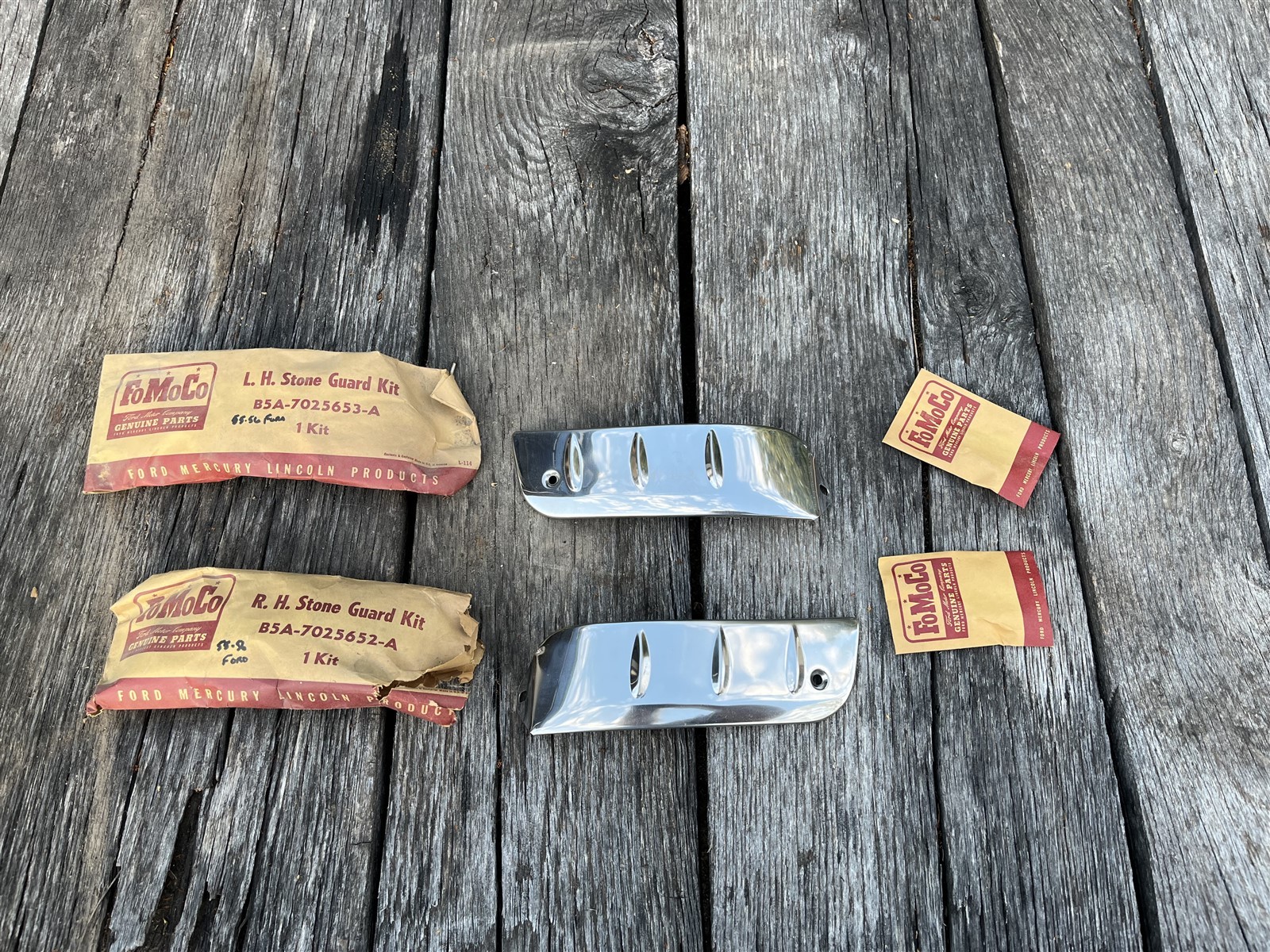 NOS 1955 1956 Ford Rear Quarter Stone Guard Pair 55 56