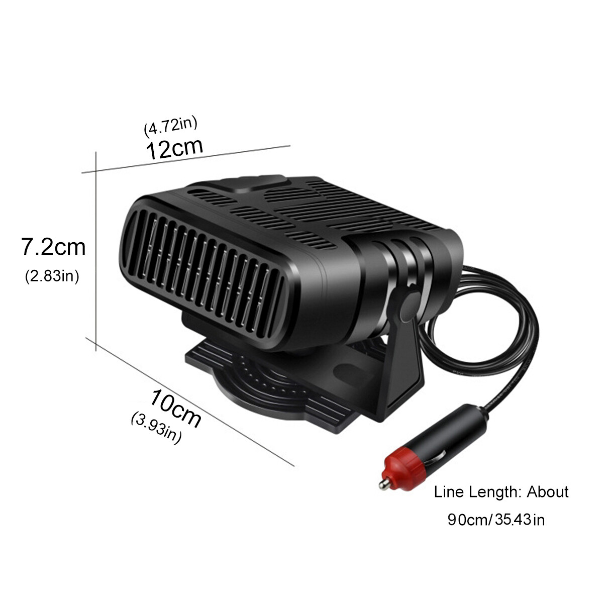 12V Black Portable Electric Car Heater Heating Fan Defogger Defroster Demister