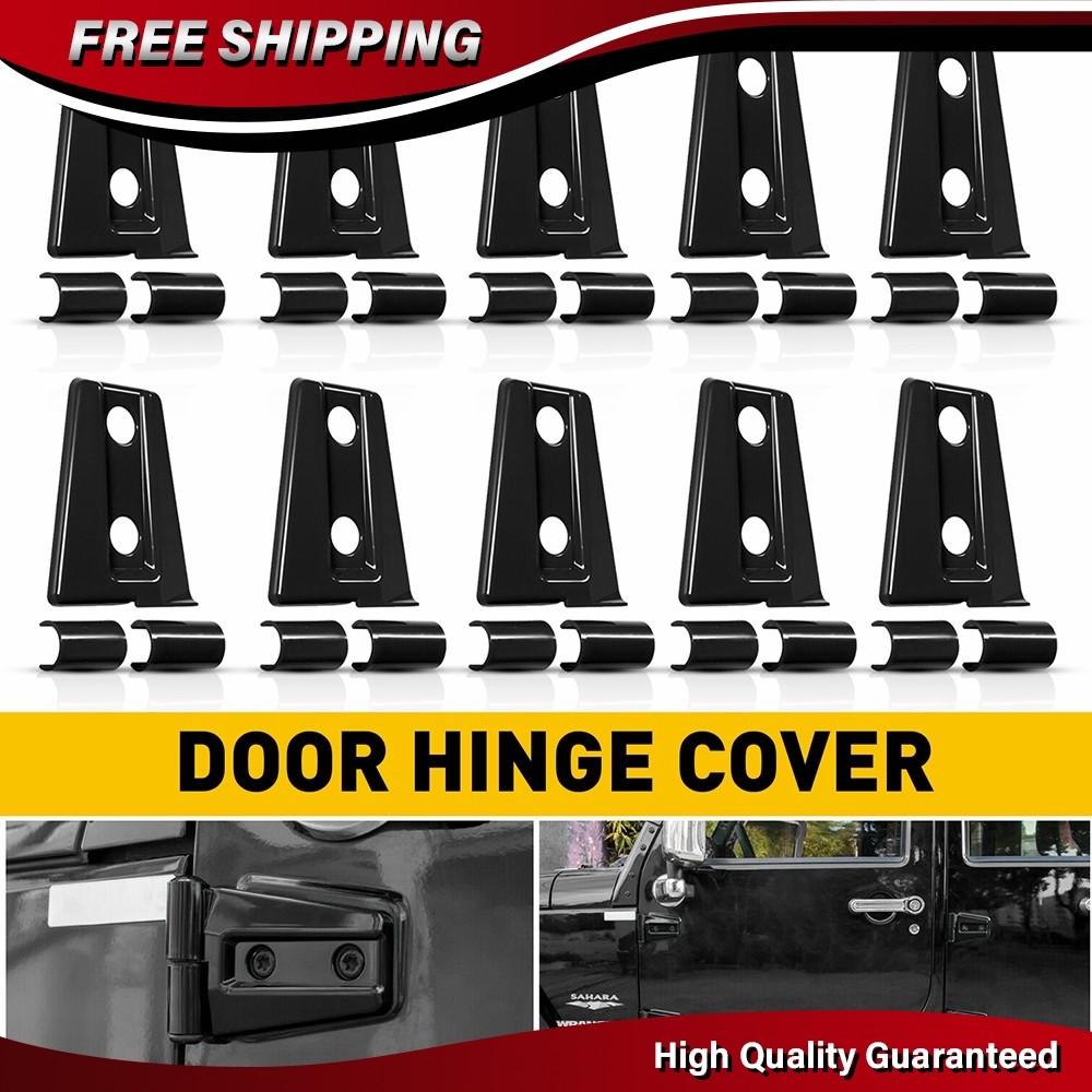 10PCS Black Door Hinge Cover Trim Kit For 2007-2018 Jeep Wrangler JK Black ABS