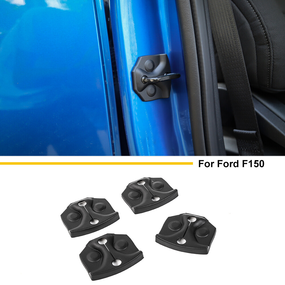 4pc Black Door Lock Cover Buckle Base Decal Overlay Trim For Ford F150 2015-2020
