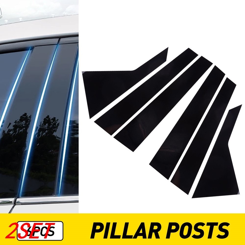 2set For HYUNDAI GENESIS G80 2015-2022 Pillar Posts Cover Door Trim Glossy Black
