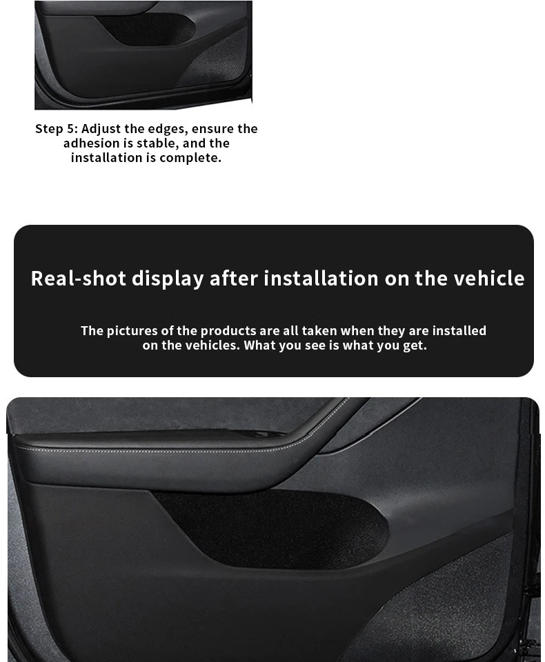 Side protection film for Tesla car door glove box kick pads
