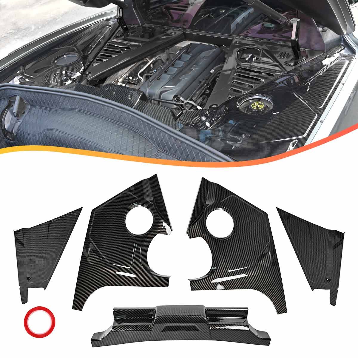 Carbon Rear Engine Bay Panel Cover Plate Frame Trim For Corvette C8 Coupe 2020+