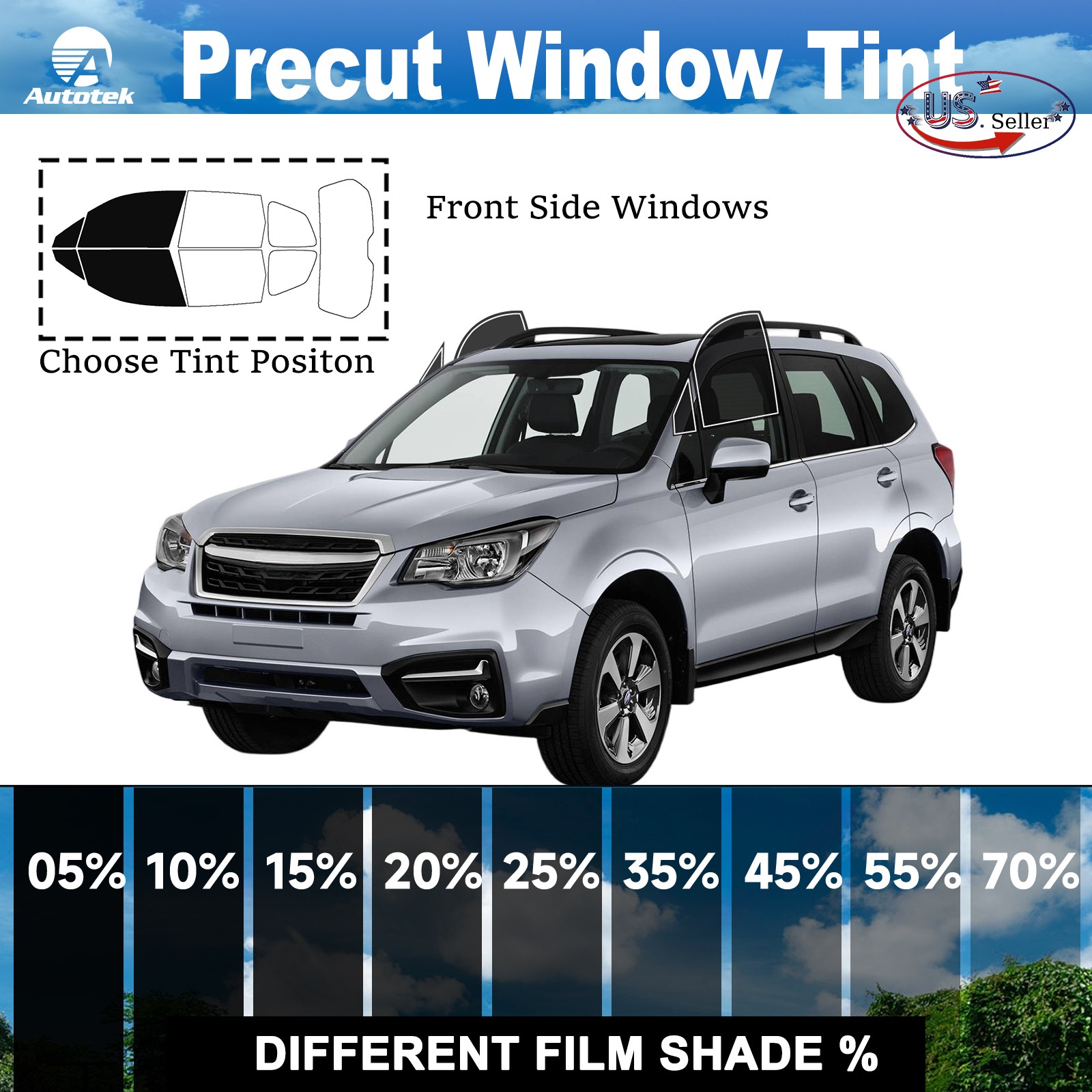 Window Privacy Film PreCut Window Tint 2Ply For 2014-2018 Subaru Forester