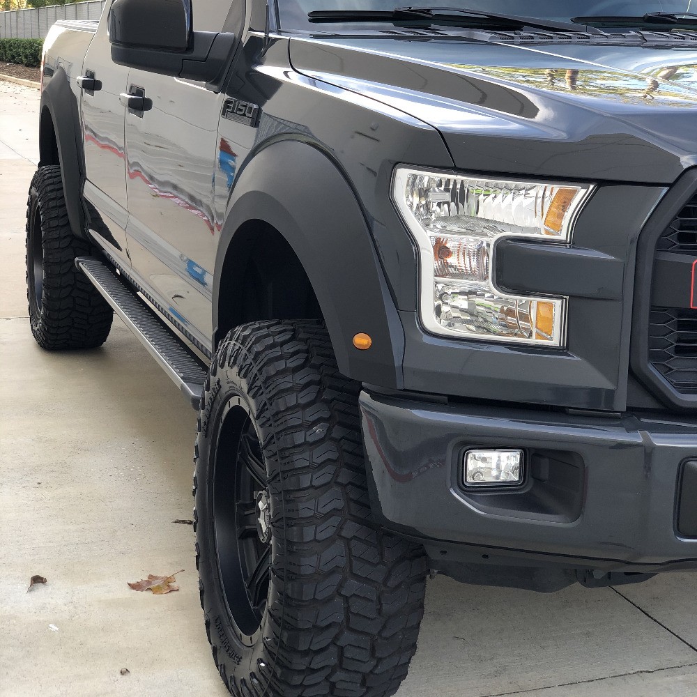 For 2015-2017 Ford F150 Fender Flares w/ Amber LED Light Raptor Style 4pcs Set