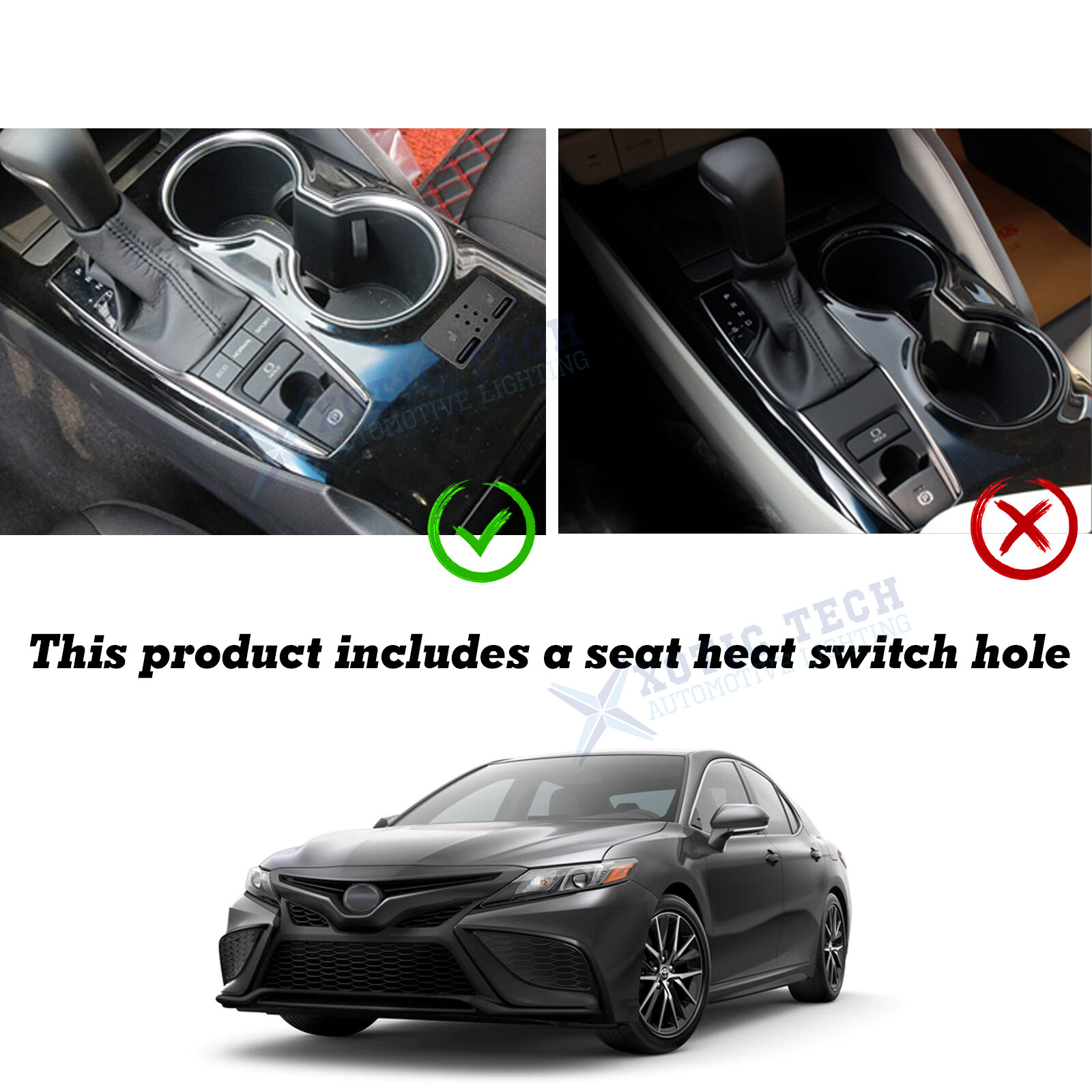 For Toyota Camry XLE/XSE 2018-2024 Black Wood Grain Center Gear Shift Box Cover