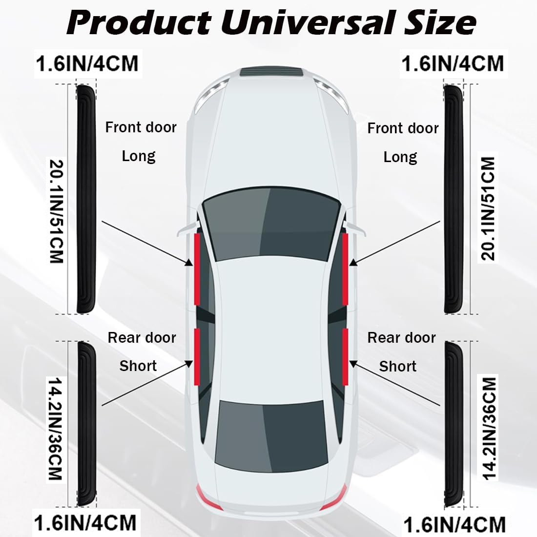 4x PVC Anti-Scratch Front & Rear Door Sills Protector Self Adhesive Set For Jeep