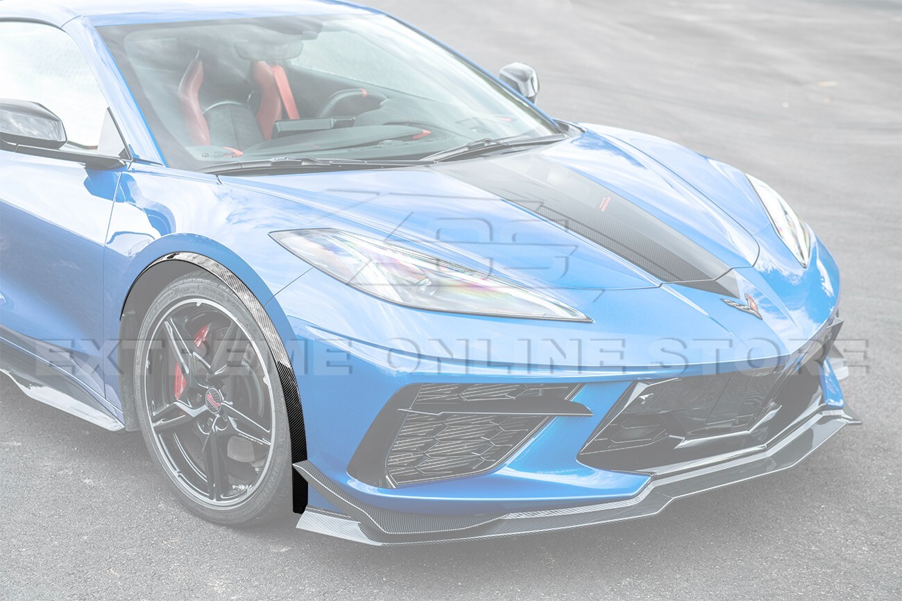 For 20-Up Corvette C8 Hydro-Dipped Carbon Fiber Front Rear Wheel Fender Mud Flap