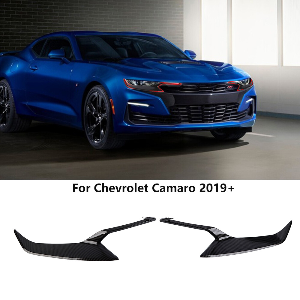 FOR 19-23 CHEVY CAMARO 2PCS FRONT HEADLIGHT FRAME COVER TRIM BEZELS CARBON FIBER