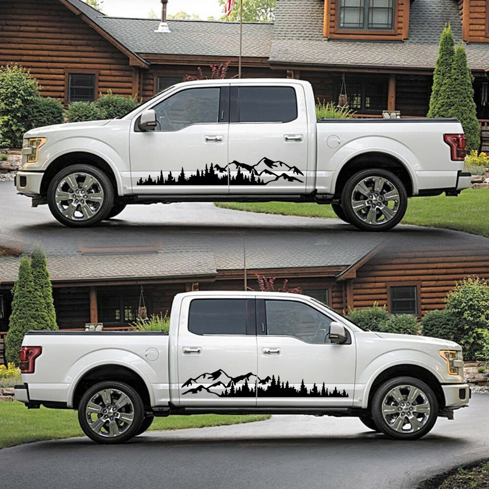 Graphic Sticker Tree Mountain Forest Decal For Car Side Body Door Decor 190X32cm