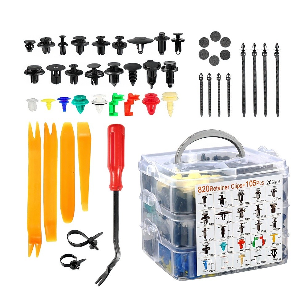 Labwork 925Pcs Car Bumper Retainer Clips Rivets Fasteners Tailgate Handle Rod