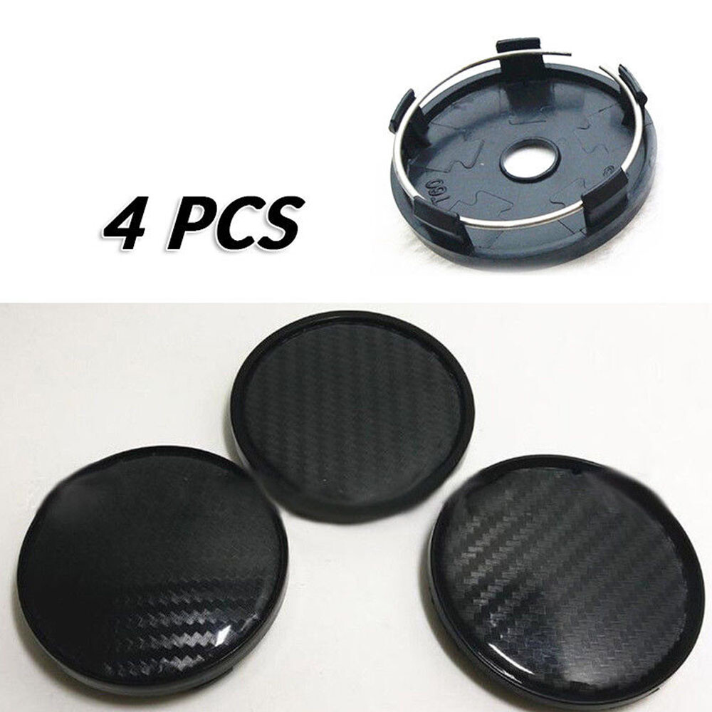 60mm Black Carbon Fiber Car Wheel Center Hub Cap Rim Hub Cover Decor Accessories