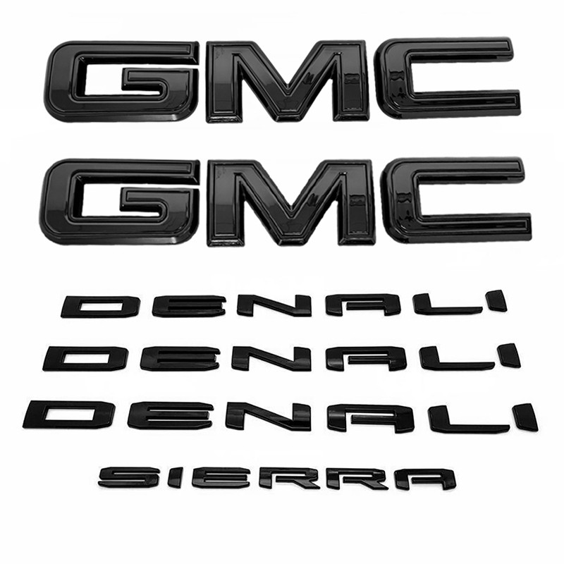 Kit OEM Grille Black GMC Denali Sierra Emblem badge for 2019+ Sierra Gloss