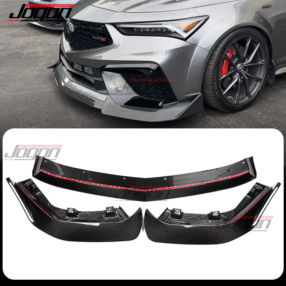 For Acura Integra Type S 2023 2024 2025 3Pcs Real Carbon Front Bumper Lip Trims