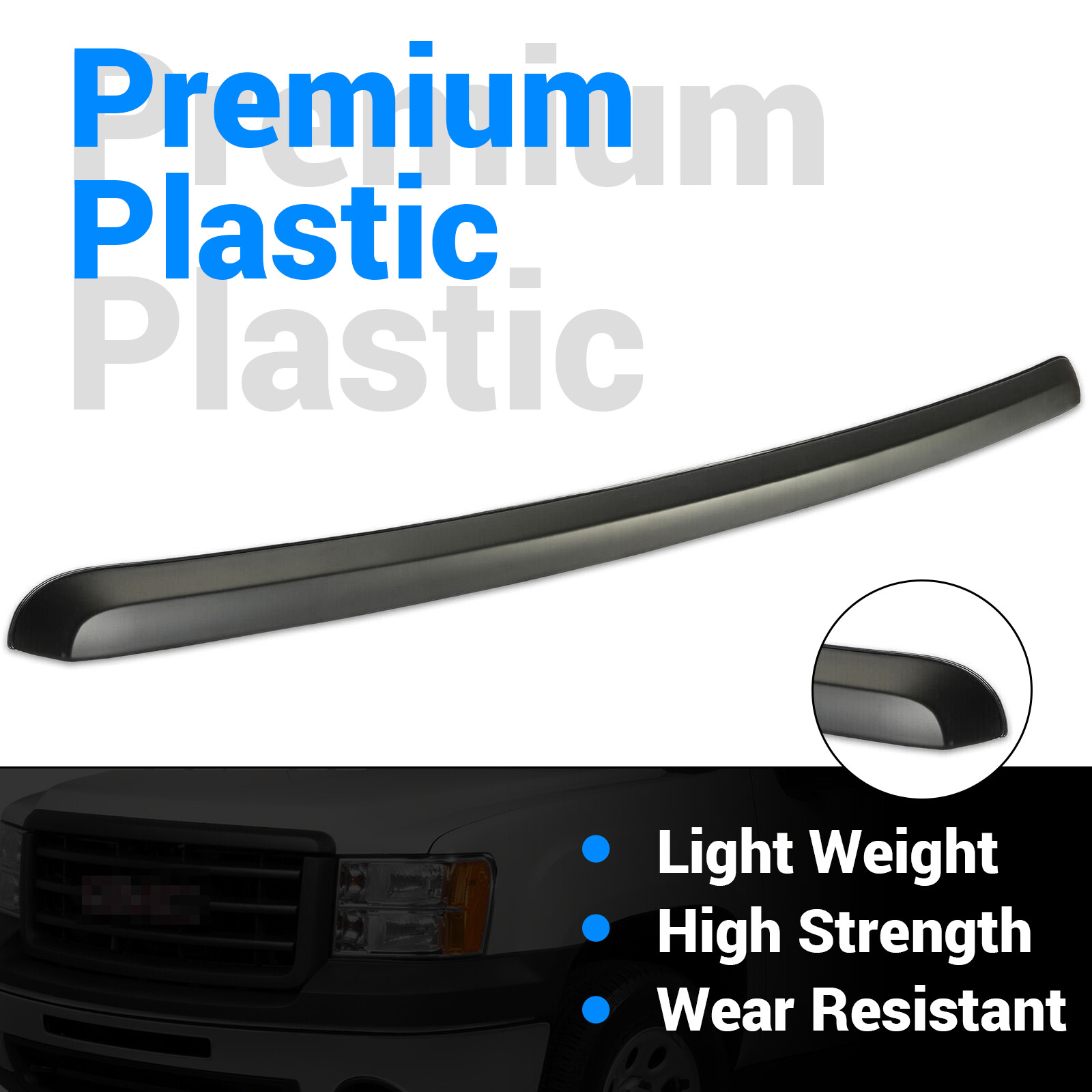 Black Front Hood Molding Trim Moulding For 07-13 GMC Sierra 1500 2500HD 3500 HD