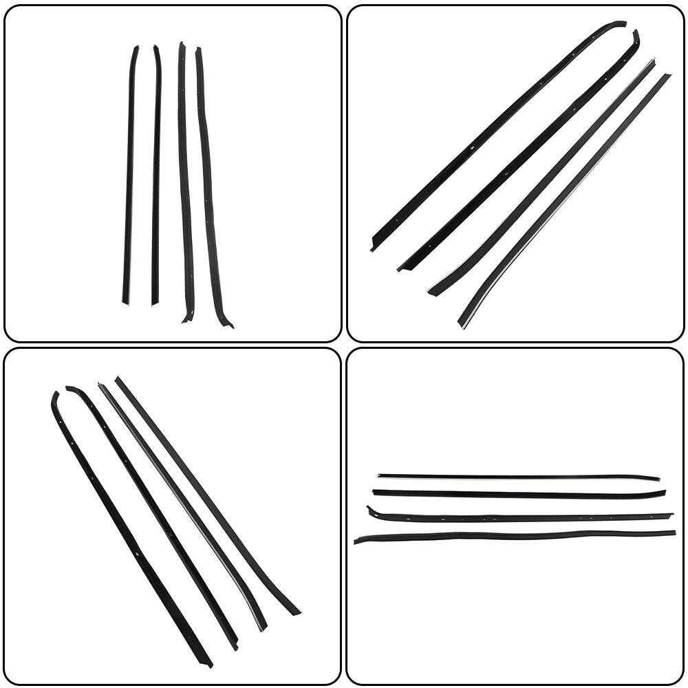For 1970-1981 Firebird Camaro Moldings Window Sweep Weatherstrips 4Pcs Chrome