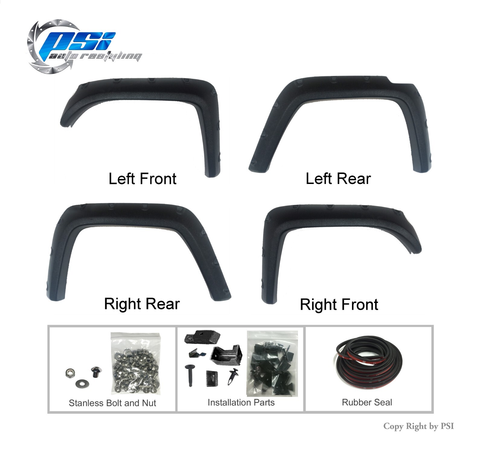 Pocket Bolt Style Fender Flares Textured Finish Fits Toyota FJ Cruiser 07-14