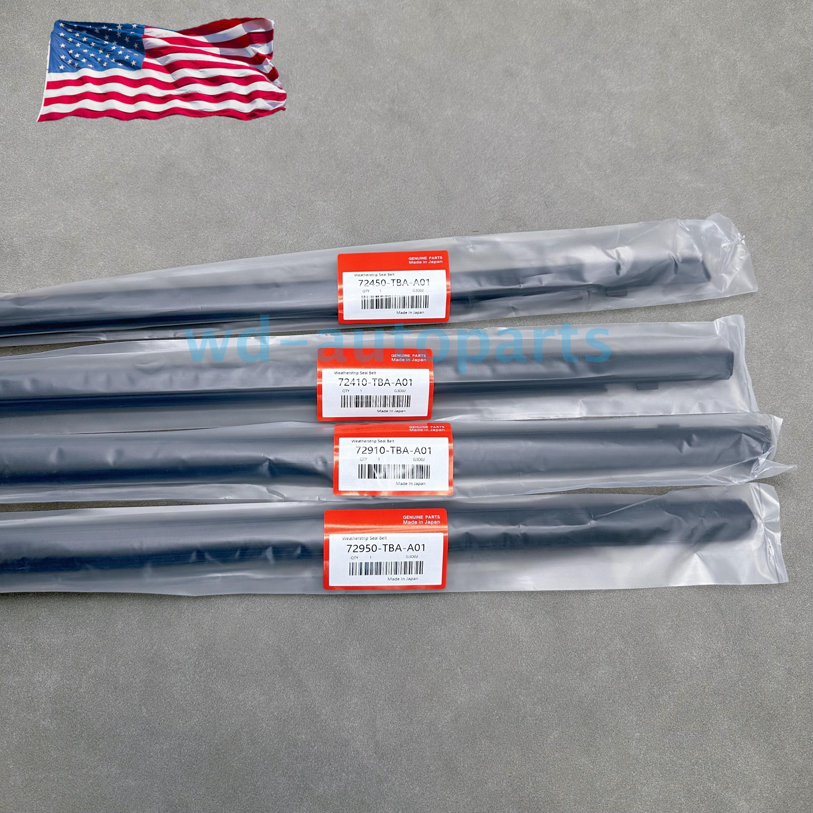 OEM For 16-21 Honda Civic Sedan 4pcs Weatherstrip Window Moulding Trim Seal Belt