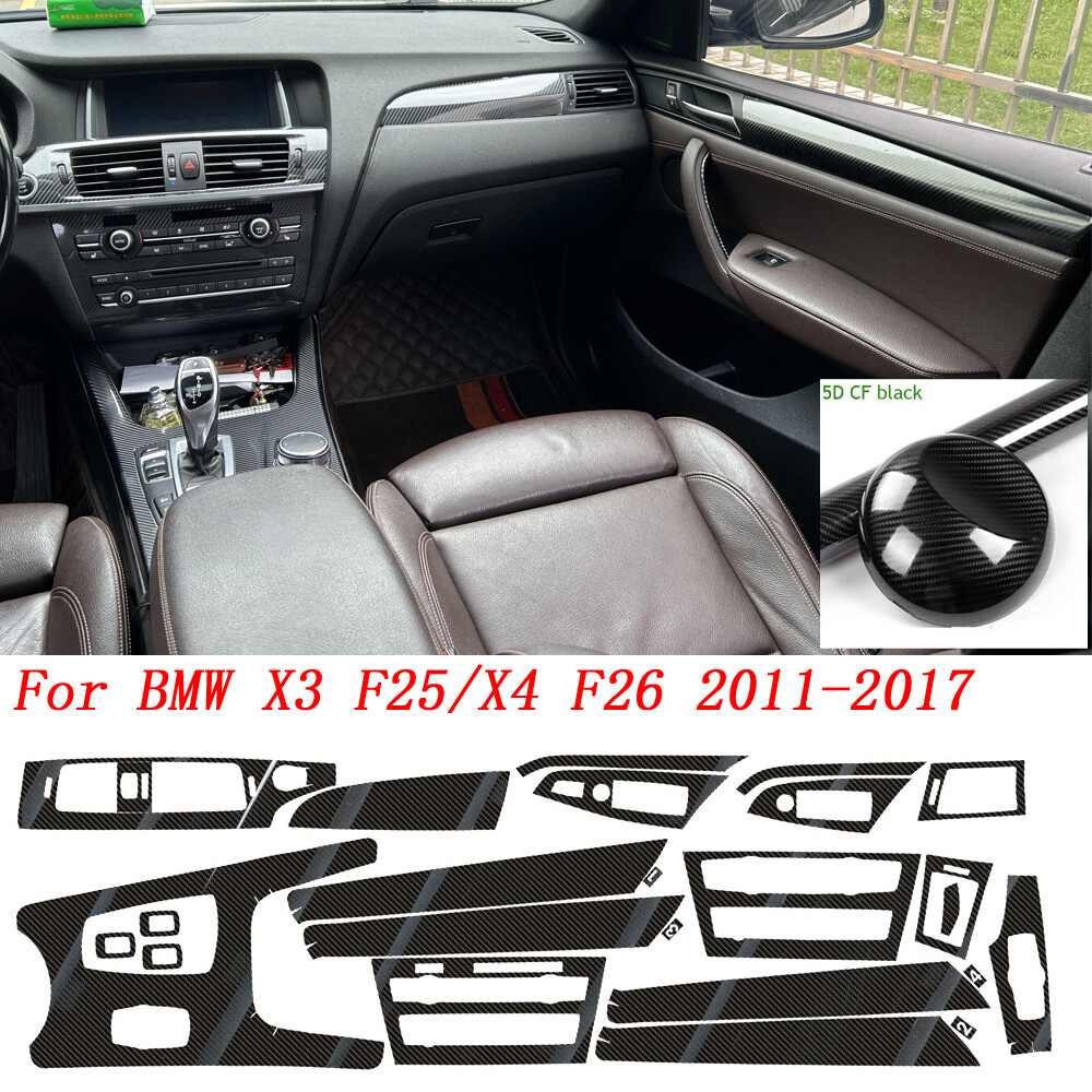 For BMW X3 X4 F25 F26 5D carbon fiber black Pattern Interior DIY Trim Decals