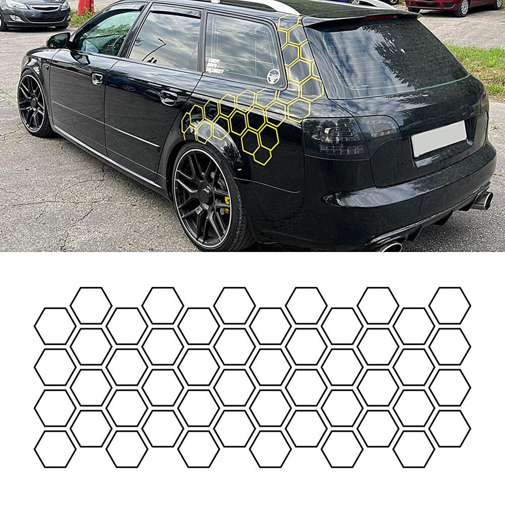 Car Body Waist Line Sticker Honeycomb Graphic Hexagon Decals Decor 40X200cm