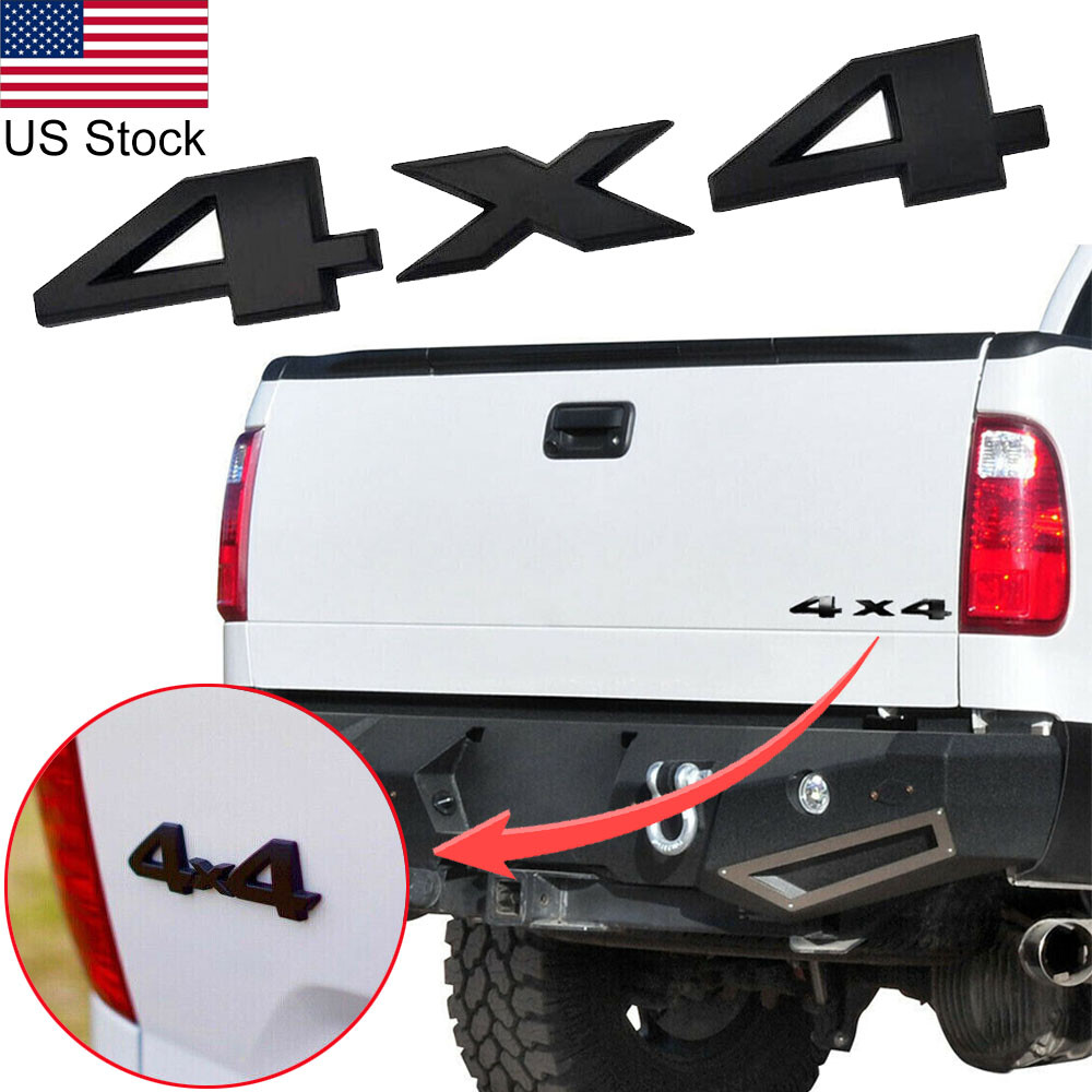 1pc 4×4 Matte Black Rear Trunk Tailgate Emblem Badge For Ford F-150 Ram 1500 Etc