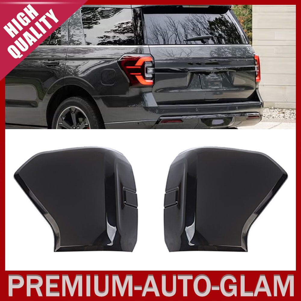 Pair Rear Tail Light Lamp Cover Trim For Ford Expedition 2022-2024 Smoked Black