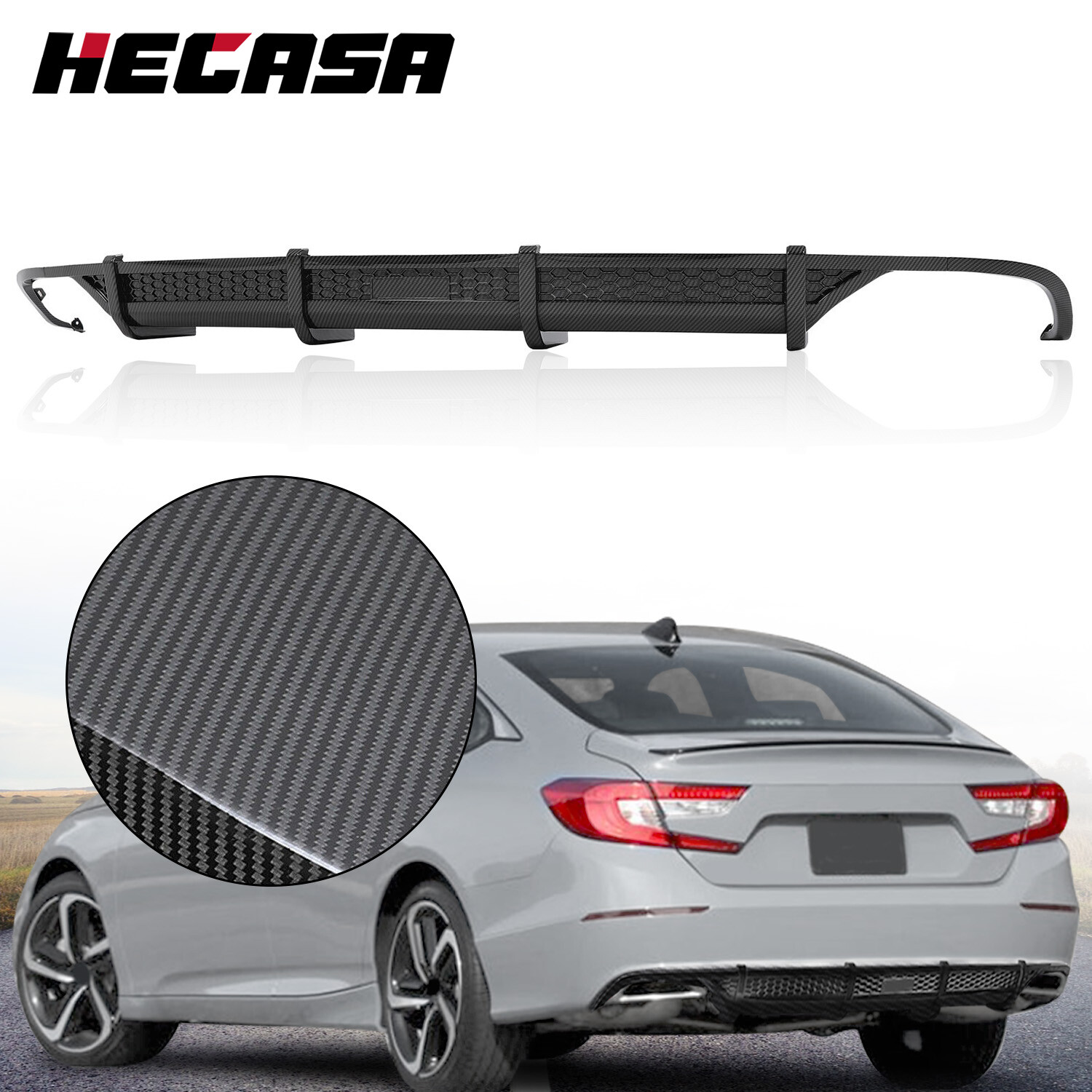 Carbon Fiber Painted For Honda Accord 18-21 20 Rear Bumper Diffuser Lip V1 Style