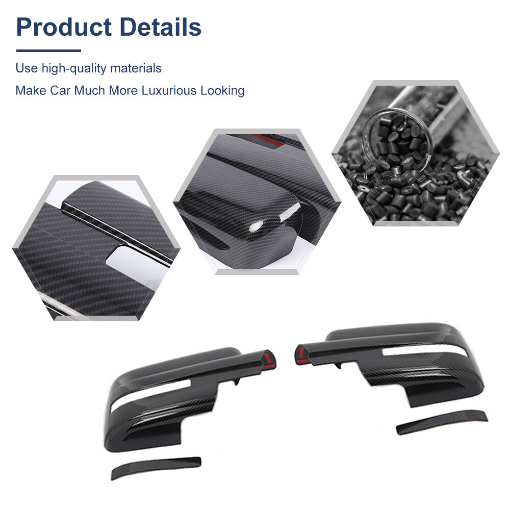 For Ford F150 Raptor 09-14 Side Door Mirror Trims Cover Accessories Carbon Fiber