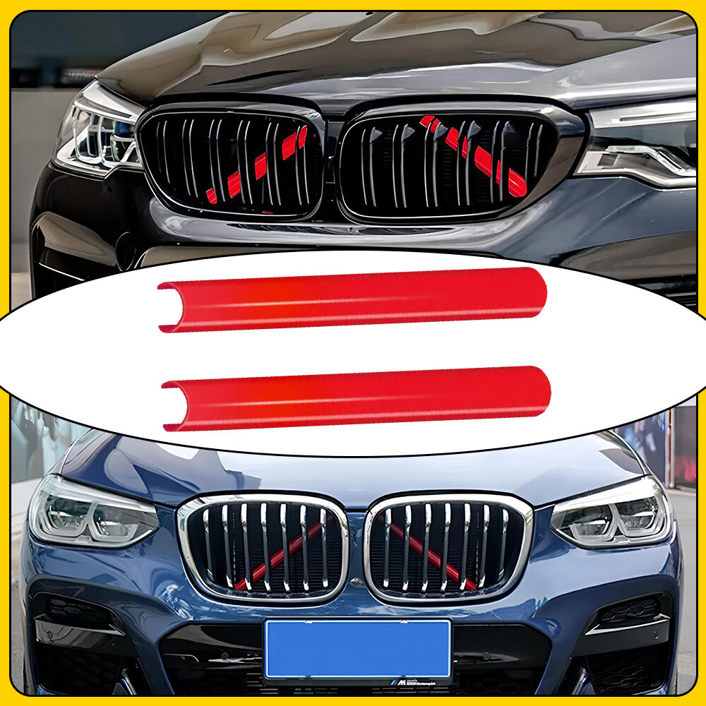 2pcs Red Car Front V Brace Grille Trim Strip Cover for BMW G01 G02 G05 X3/X4/X5