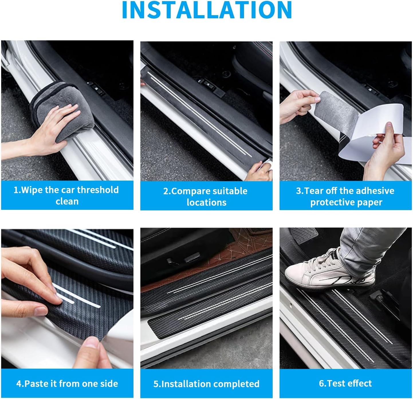 For Honda 9PCS Door Sill Protector 2.8in Wide Custom Fit Anti-Scratch Guards Kit