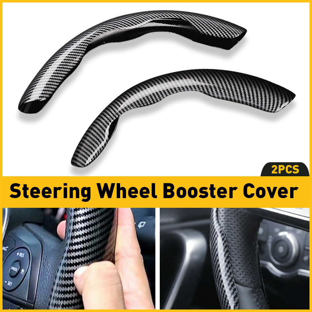 For Mercedes-Benz Carbon Fiber Car Steering Wheel Booster Cover Accessories 2PC