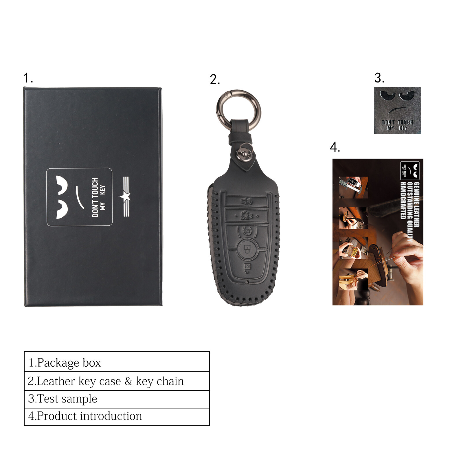 LEATHER Key Case Fob Shell Cover Holder For Ford Fusion F150 Explorer Mustang 22