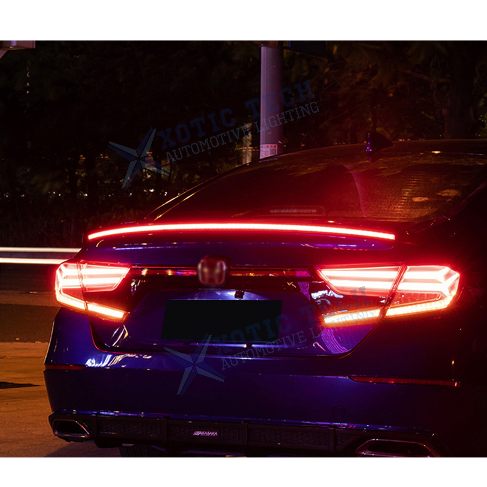 Carbon Fiber PU Rear Roof Trunk Tail Spoiler Wing Lip Tail Signal Brake Light