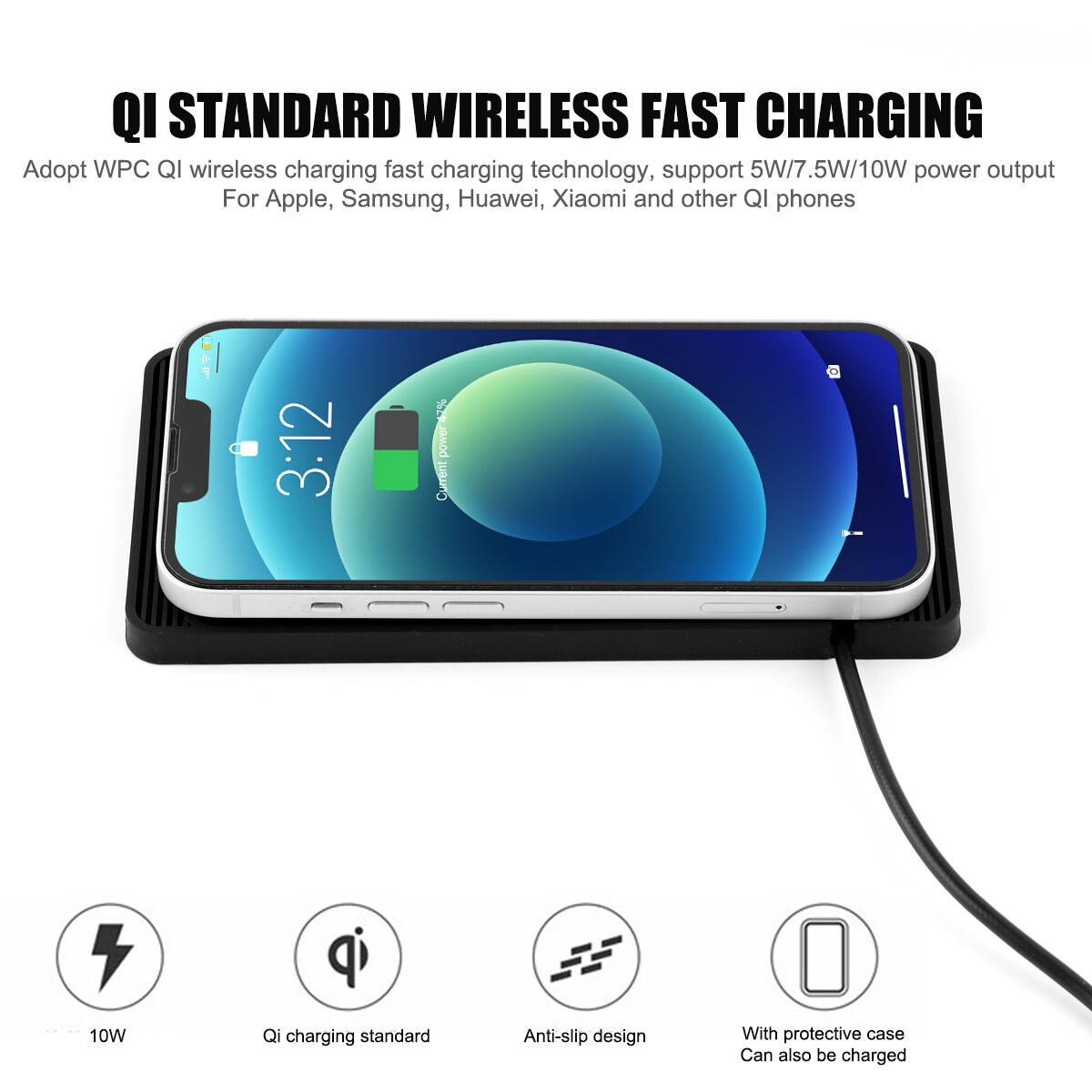 Wireless Car Phone Charger Fast Charging Pad Mat For iPhone Samsung Universal