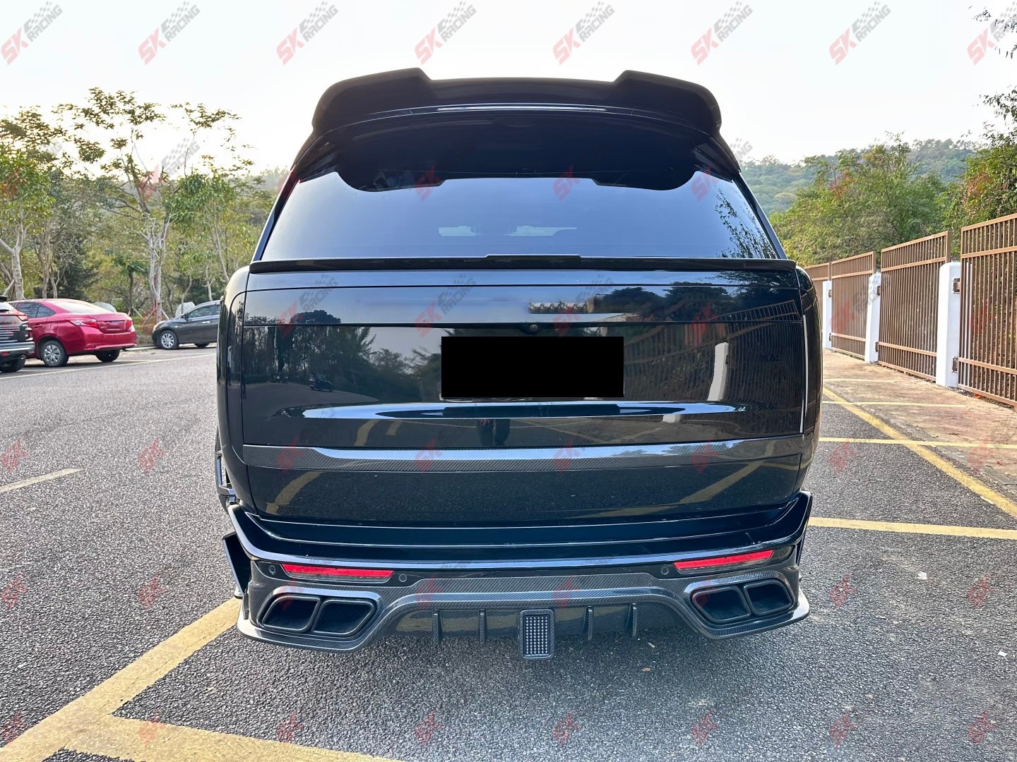 Rear Middle Spoiler+Roof Wing Fits Land Rover Range Rover 23-26 Dry Carbon Fiber