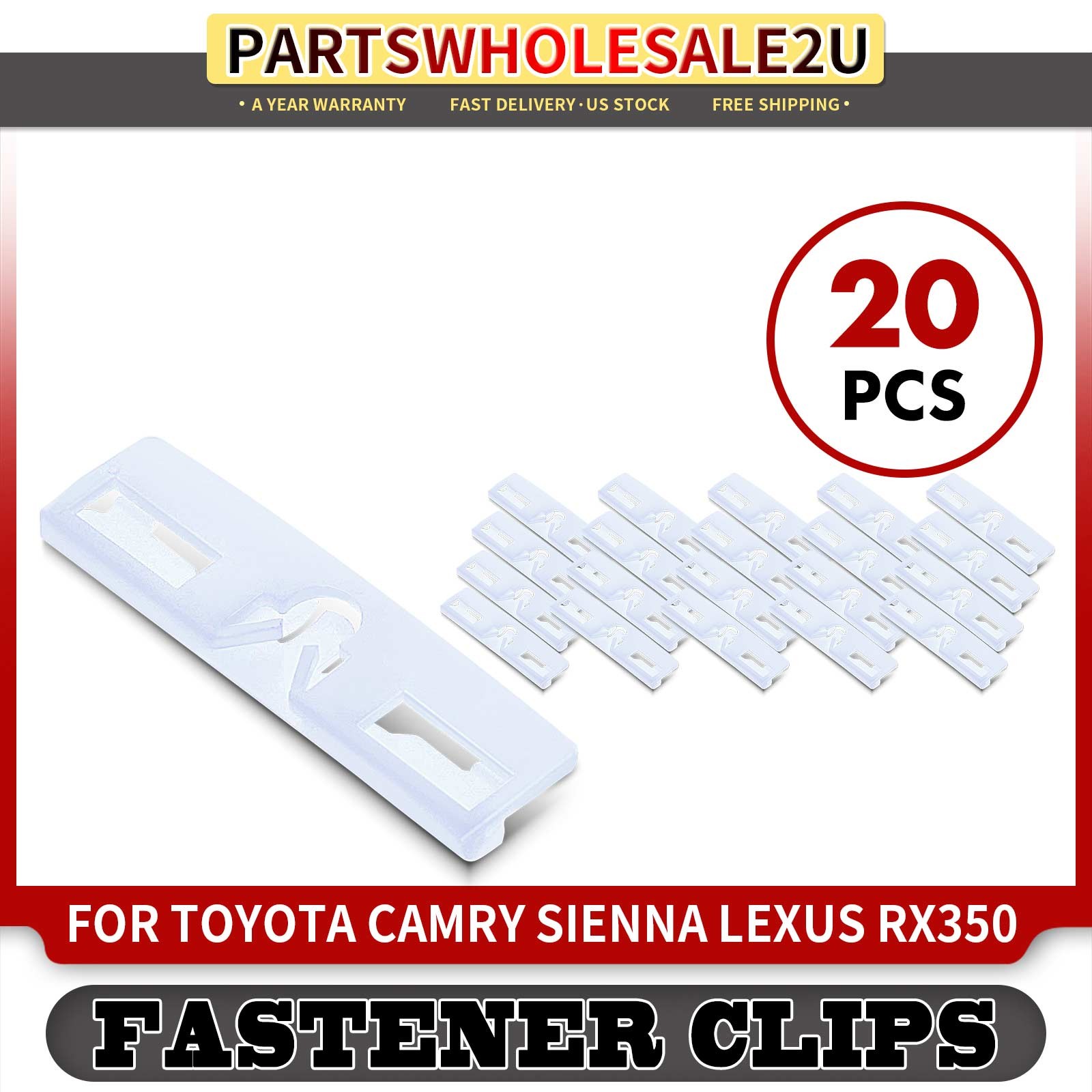 20Pcs 58mm Nylon White Windshield Moulding Clip Fasteners for Toyota Camry Lexus