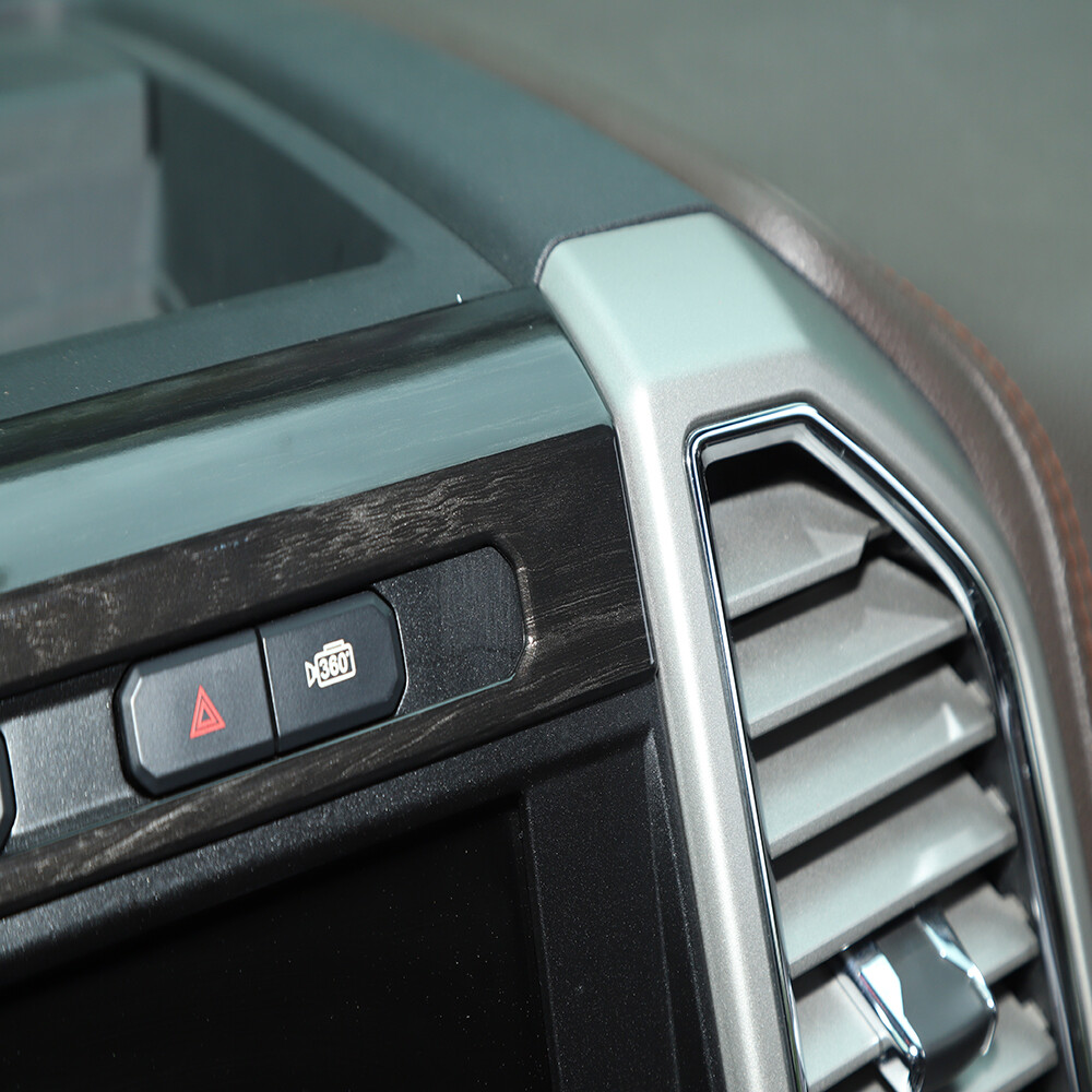 Central Control Navigation Panel Trim Cover For Ford F150 2015+ Black Wood Grain