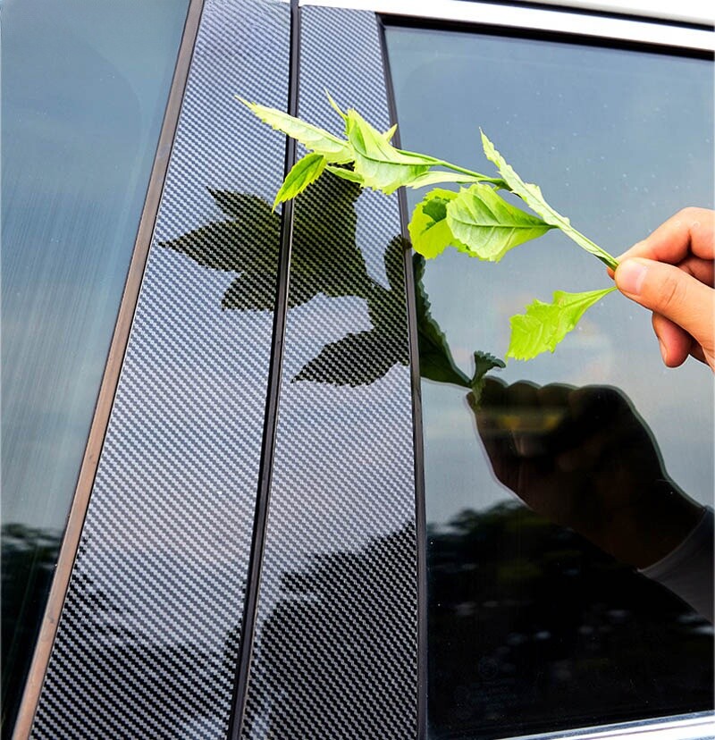 8Pcs Carbon Fiber Style Pillar Posts Window Cover Fit For BYD Dolphin 2022-2023