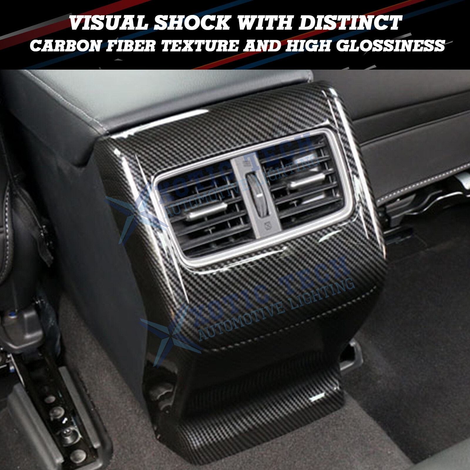 For Honda Accord 18-22 Accessories Carbon Look Rear Armrest Air Vent Cover Trim