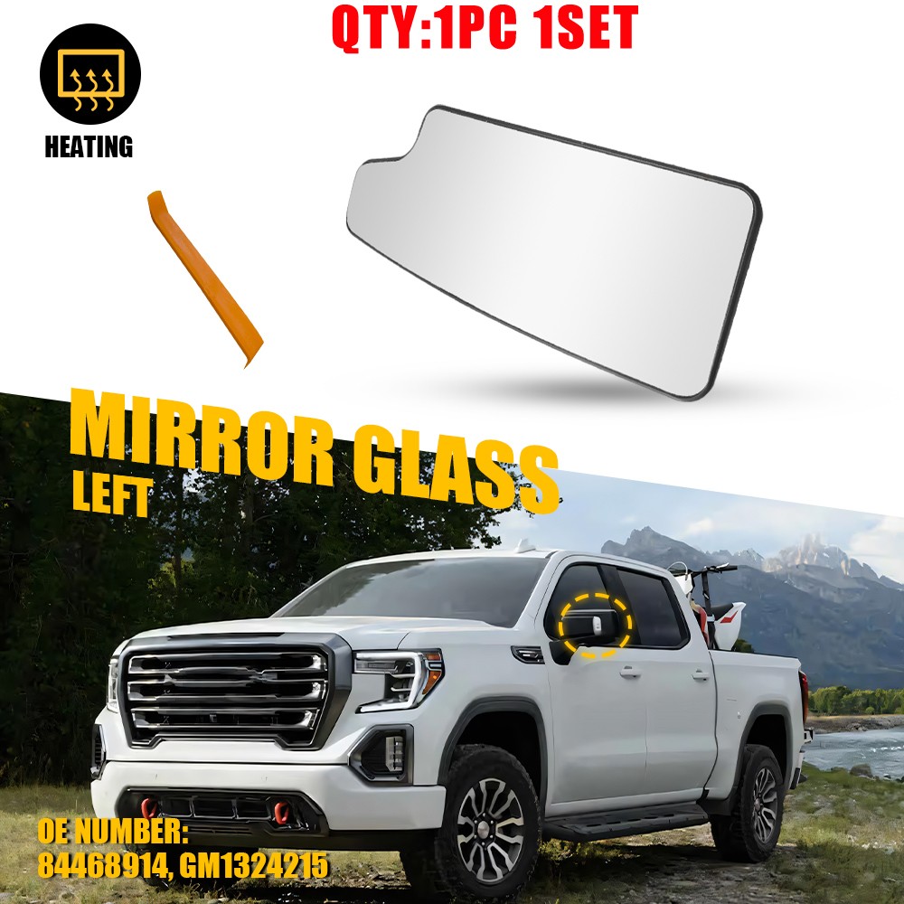Driver Side Lower Heated Mirror Glass For 20-21 GMC Sierra 3500HD 2500HD 1-10X